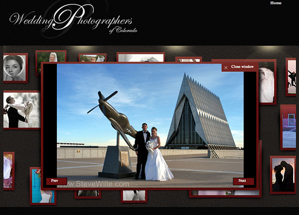 Customized web site template to display sample wedding photographs for 